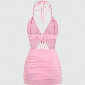 SHEIN Pink Backless Dress